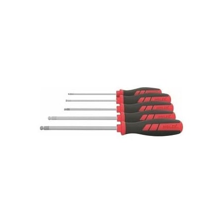 Holex Ball End Hex Screwdriver Set, with Power Grip, 5 Pc, 3 mm to 8 mm 627512 5